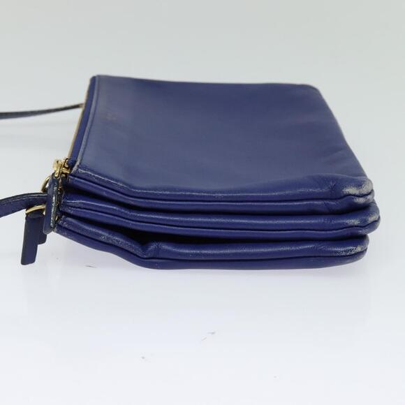 CELINE Trio Shoulder Bag Leather Blue Gold - Picture 4 of 13
